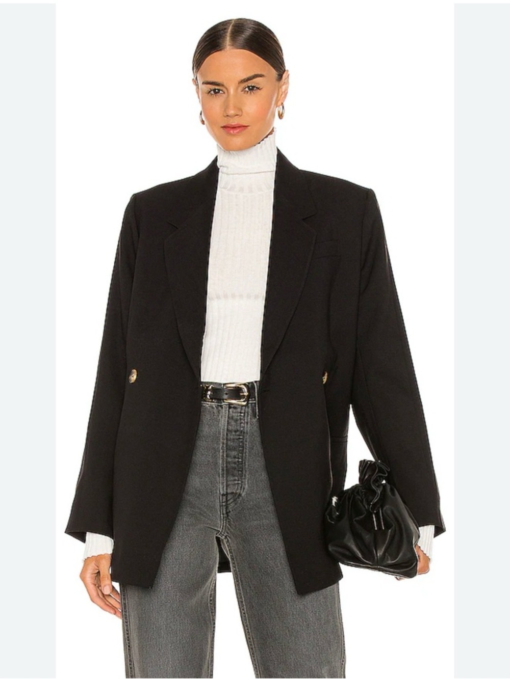 Anine Bing Black structured Double-Breasted Blazer